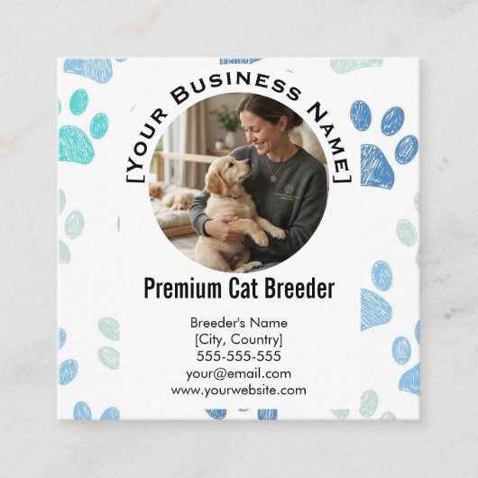 Customizable Square Pet Breeder Business Card  スクエア名刺 (正面)