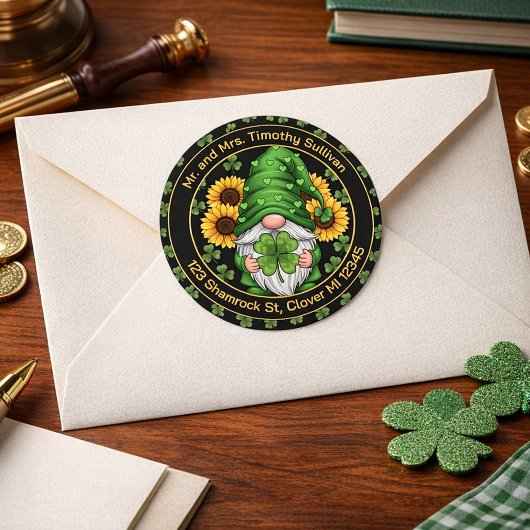Customizable St. Patrick’s Day Gnome Envelope Seal ラウンドシール