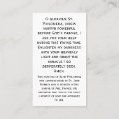 Customizable St. Philomena Prayer Card コーリングカード (裏面)