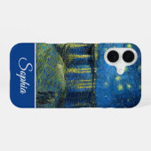 Customizable Starry Night Over the Rhone, Van Gogh iPhone 16ケース (裏面横)