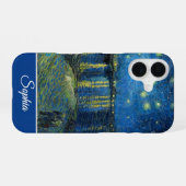 Customizable Starry Night Over the Rhone, Van Gogh iPhone 16ケース (裏面横)