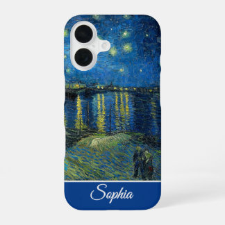 Customizable Starry Night Over the Rhone, Van Gogh iPhone 16ケース