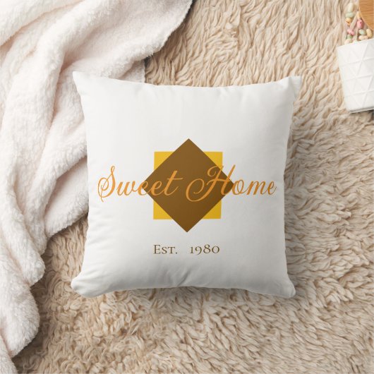 Customizable Sweet Home Throw Pillow – Est. xx クッション (ブランケット)