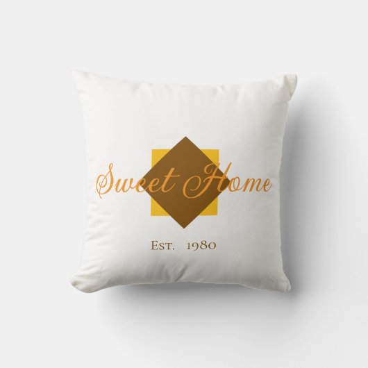 Customizable Sweet Home Throw Pillow – Est. xx クッション (正面)