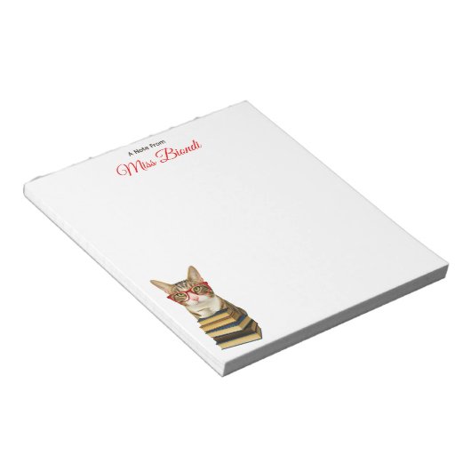 Customizable Teacher Notepad – Marty the Cat  ノートパッド (アングル)