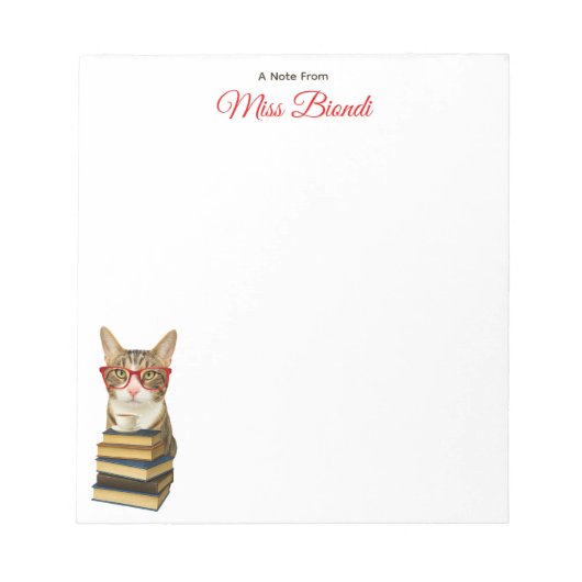 Customizable Teacher Notepad – Marty the Cat  ノートパッド (正面)