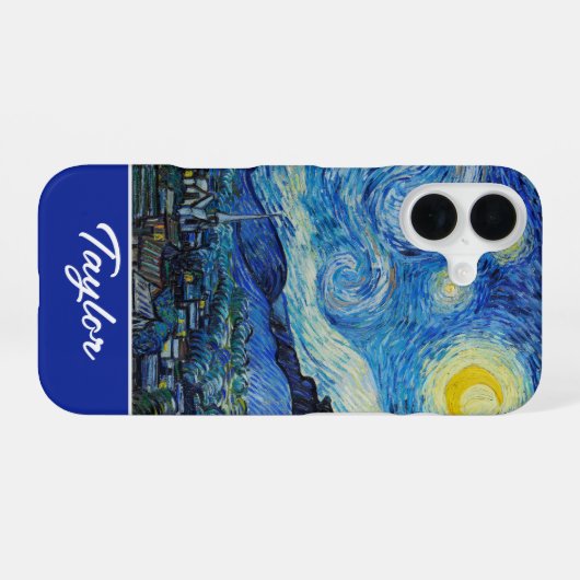 Customizable The Starry Night by Van Gogh iPhone 16ケース (裏面横)