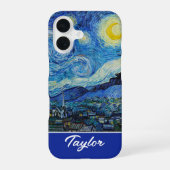 Customizable The Starry Night by Van Gogh iPhone 16ケース (裏面)