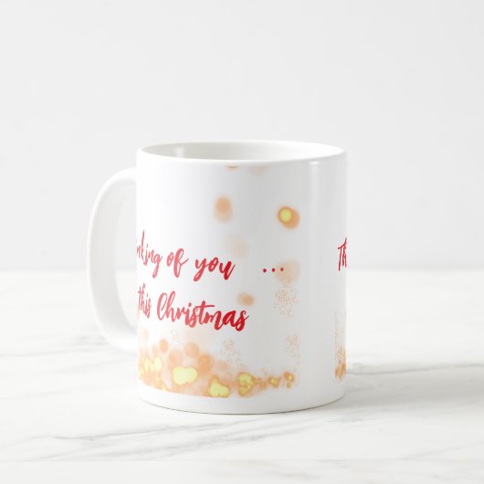 🎨 Customizable "Thinking of You This Christmas" コーヒーマグカップ (正面左)