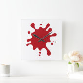 Customizable Tomato Red Splatter Wall Clock スクエア壁時計 (ホーム)