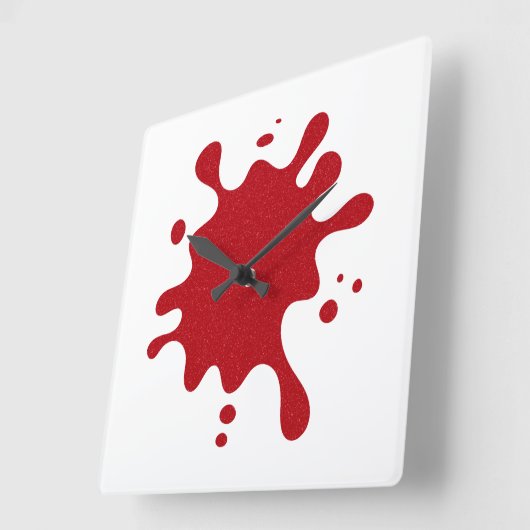 Customizable Tomato Red Splatter Wall Clock スクエア壁時計 (傾斜)