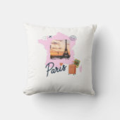Customizable Travel Themed Paris Pillow. クッション (正面)