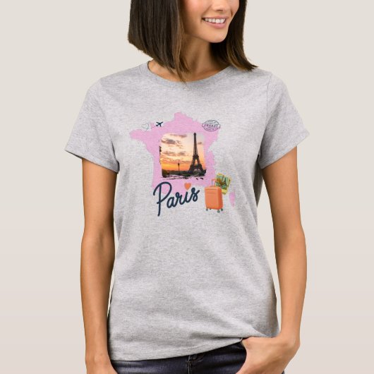 Customizable Travel Themed Paris Shirt Tシャツ (正面)