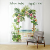 Customizable Tropical Beach Arch Wedding Backdrop タペストリー (インサイチュ)