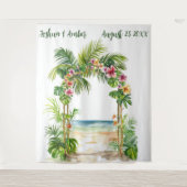 Customizable Tropical Beach Arch Wedding Backdrop タペストリー (正面)