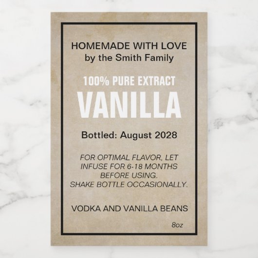 Customizable Vanilla Extract Label ZVE_07b ワインラベル (シングルラベル)