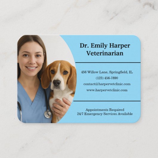 Customizable Veterinarian Business Card  名刺 (正面)