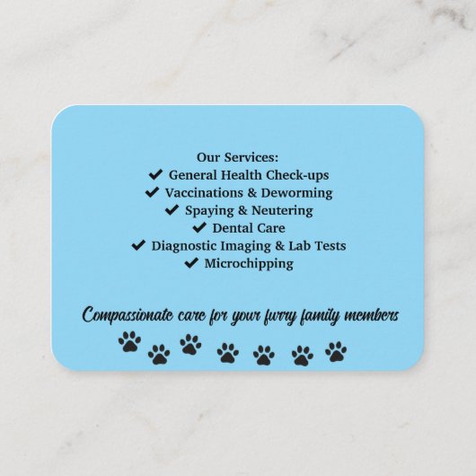 Customizable Veterinarian Business Card  名刺 (裏面)