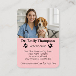 Customizable Veterinarian Business Card – Photo  名刺
