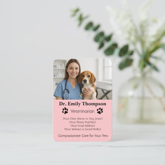 Customizable Veterinarian Business Card – Photo  名刺 (スタンド正面)