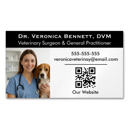 Customizable Veterinary Professional Photo  マグネット名刺 (正面)
