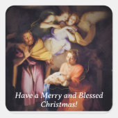 Customizable Vintage Nativity Christmas  スクエアシール (正面)