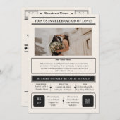 Customizable Vintage Newspaper Save the Date  招待状 (正面/裏面)