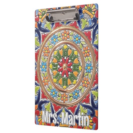 Customizable Vintage Spanish Tile クリップボード (左)