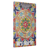 Customizable Vintage Spanish Tile クリップボード (右)