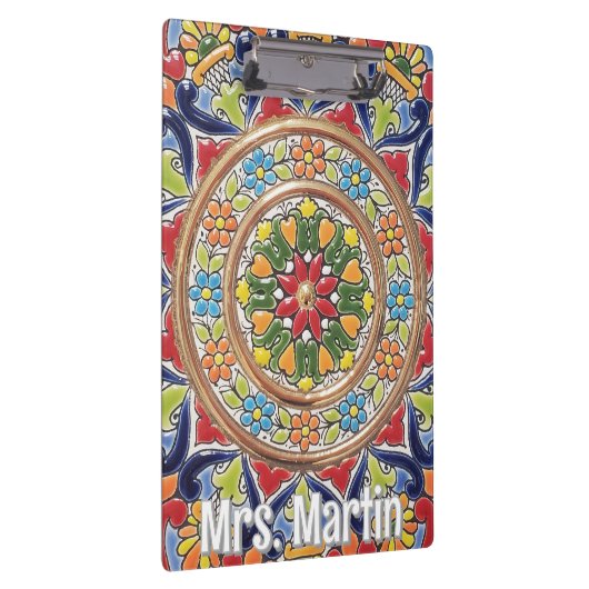 Customizable Vintage Spanish Tile クリップボード (右)