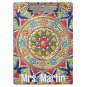 Customizable Vintage Spanish Tile クリップボード (正面)