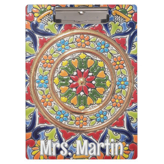 Customizable Vintage Spanish Tile クリップボード