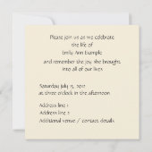 Customizable Wake / Memorial - – レインボー詩 招待状 (裏面)