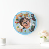 Customizable Wall Clock for Kids with Funny Cats ラージ壁時計 (ホーム)