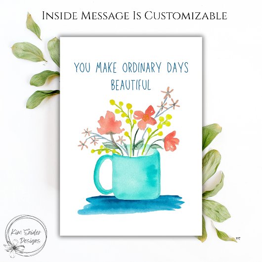 Customizable Watercolor Floral Love Card カード