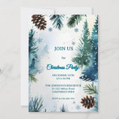 Customizable Watercolor Pine Trees Christmas 招待状 (正面)