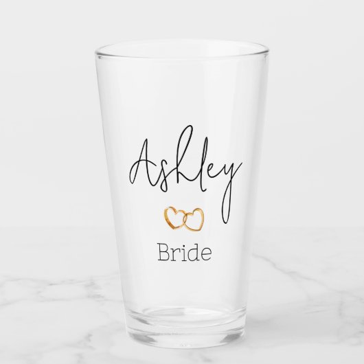 Customizable Wedding Bride Glass Tumbler タンブラーグラス (正面)