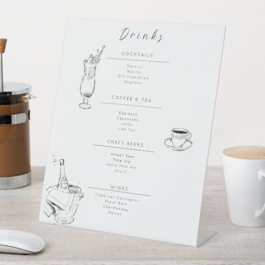 Customizable Wedding Drinks Menu Sign 台座サイン (インサイチュ)