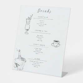 Customizable Wedding Drinks Menu Sign 台座サイン