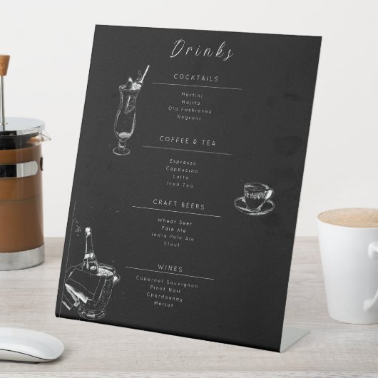 Customizable Wedding Drinks Menu Sign 台座サイン (インサイチュ)