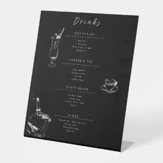Customizable Wedding Drinks Menu Sign 台座サイン