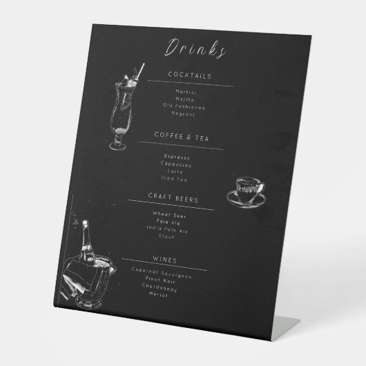 Customizable Wedding Drinks Menu Sign 台座サイン (正面)