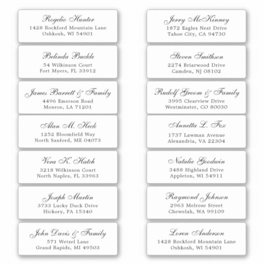 Customizable wedding guest address labels sticker シール (正面)