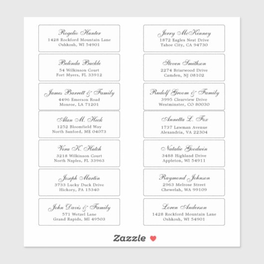Customizable wedding guest address labels sticker シール (シート)