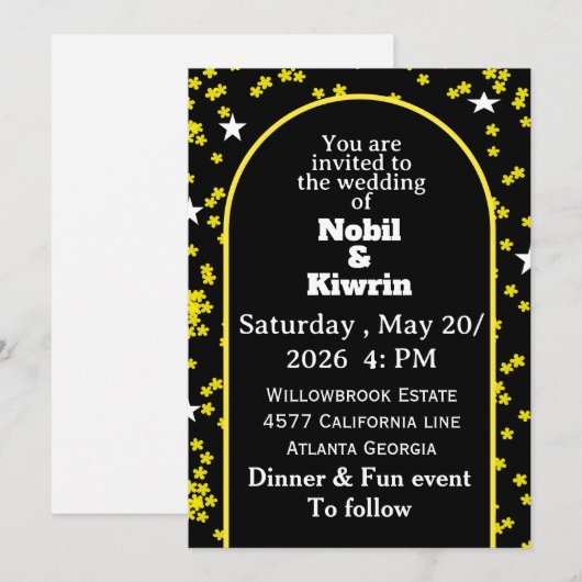 Customizable Wedding Invitation | Elegant  招待状 (正面/裏面)