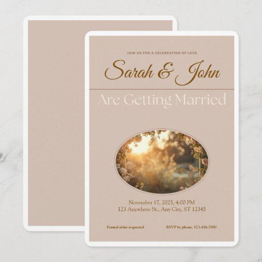 Customizable Wedding Invitation- Elegant & Simple 招待状 (正面/裏面)