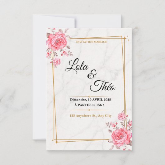 Customizable wedding invitation Template サンキューカード (正面)