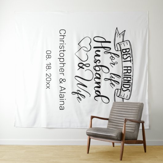 Customizable Wedding Quote Backdrop タペストリー (インサイチュ(横))