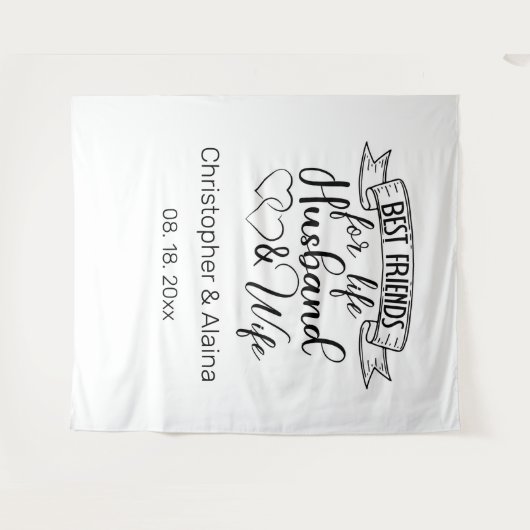 Customizable Wedding Quote Backdrop タペストリー (正面(横))