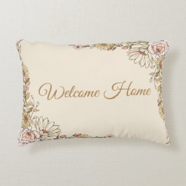 Customizable "Welcome Home" Botanical Pillow アクセントクッション